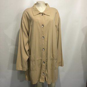 David Dart Woman 3X Beige Khaki Cotton Blend Jacket Made in USA